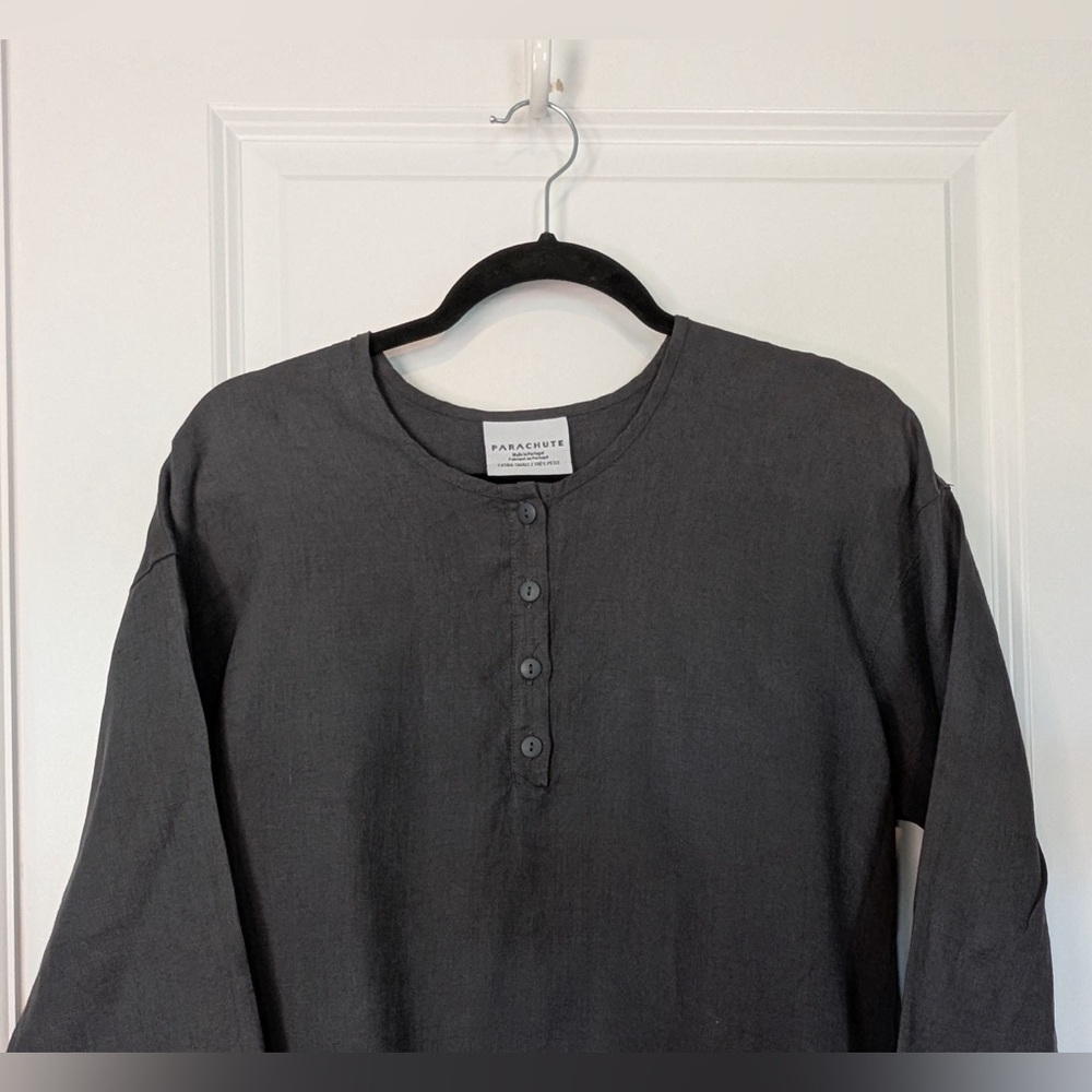 Parachute 100% Linen Sleep Shirt Coal Gray Size XS - Picture 3 of 9